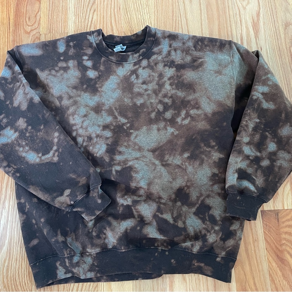 Reverse tie dye / black bleach dyed sweatshirt